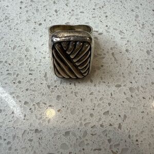 925 sterling Silver Statement Ring basket weave hallmarked stamped